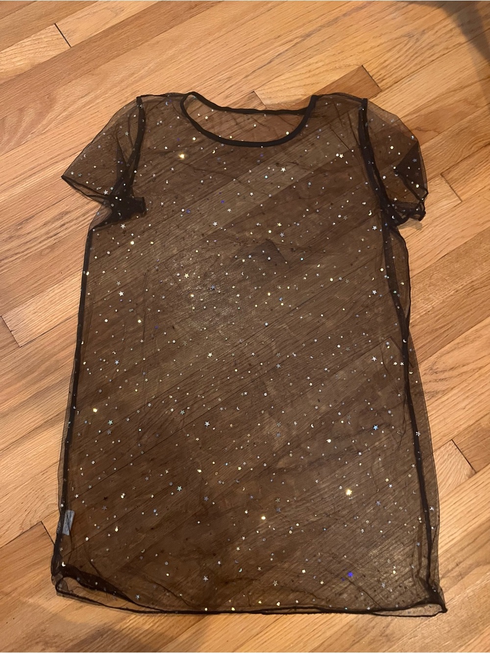 SHEIN Black Sparkle Mesh Swim Coverup